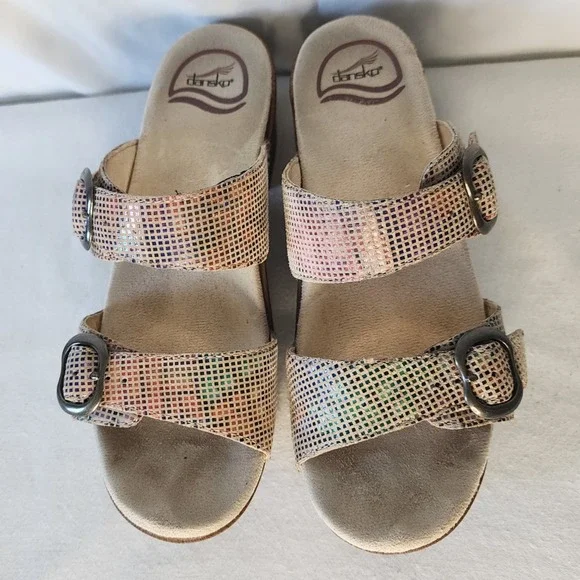 Dansko Sandals Women's Multicolor Leather Buckle Heel Comfort Shoes US 6.5/EU 37 - Picture 2 of 6